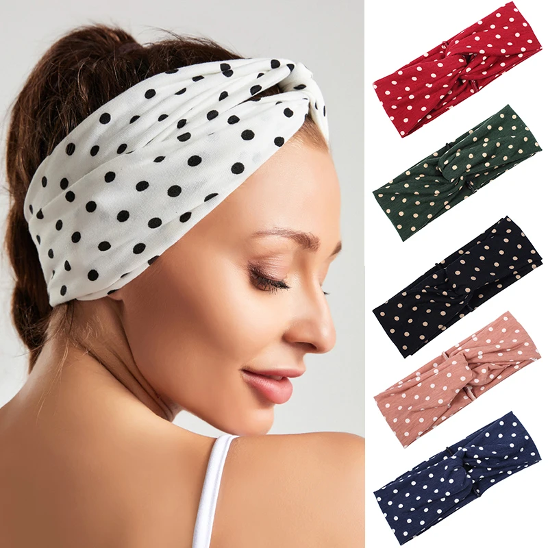 Платье в горошек с запахом широкая эластичная повязка на голову для занятий