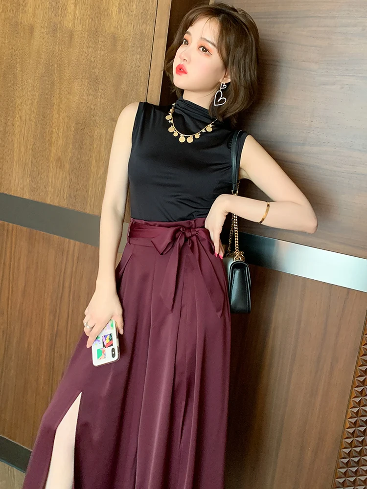 Высокое качество Прохладный ветер простой половина высокий воротник без рукавов