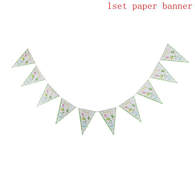 1set paper banner Реквизит Динозавр для вечеринки брелок для ключей динозавры кольцо браслеты ожерелья украшения для дня рождения подарок для детей Детские вечерние сувениры для душа - Цвет: 1set paper banner