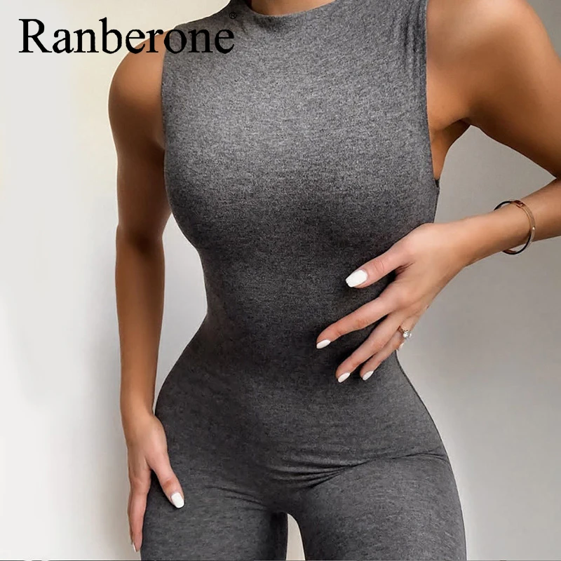 2020 New Jumpsuit Women Elastic Hight Casual Fitness Sportswear Rompers Activewear Skinny Jumpsuit Female Summer Womenswear