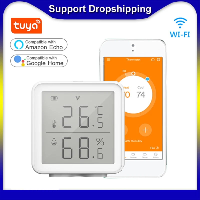 Умный Wi Fi датчик температуры и влажности Tuya комнатный гигрометр термометр 230