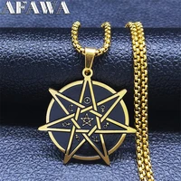 witchcraft astrology stainless steel chain necklaces 7 point star gold color pendant necklace womenmen jewlery acier n550s02