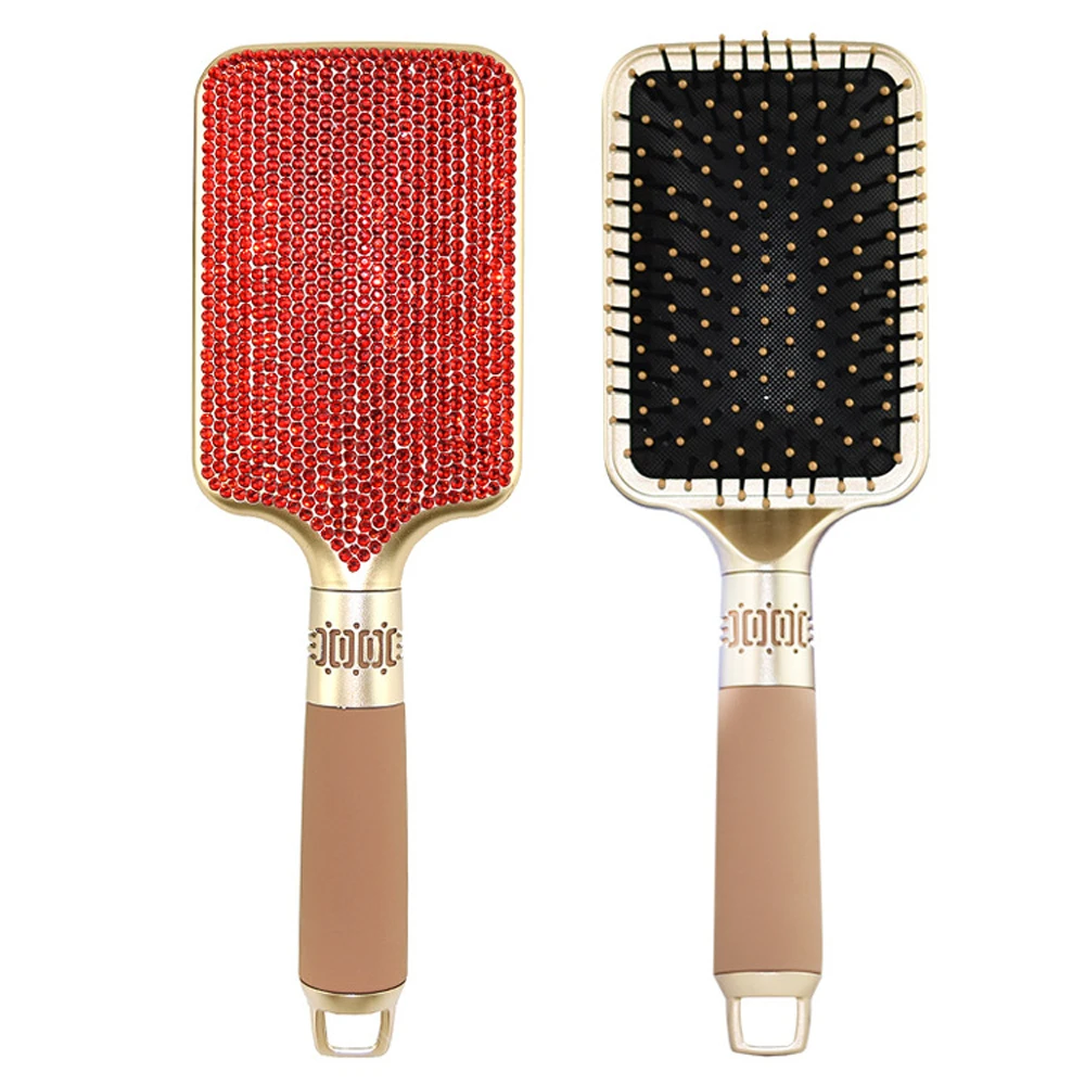 

Hair Brush Detangles Removing Tangles Knots Brush Handmade Luxury Bling Crystal Paddle Brush Cute Rhinestone Hair Comb Brushes