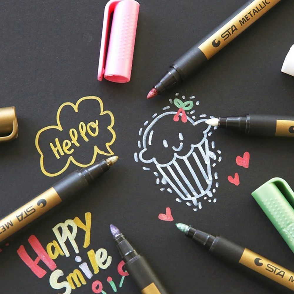 Маркеры перманентные для бумаги стекла стен 10 шт. | Канцтовары офиса и дома