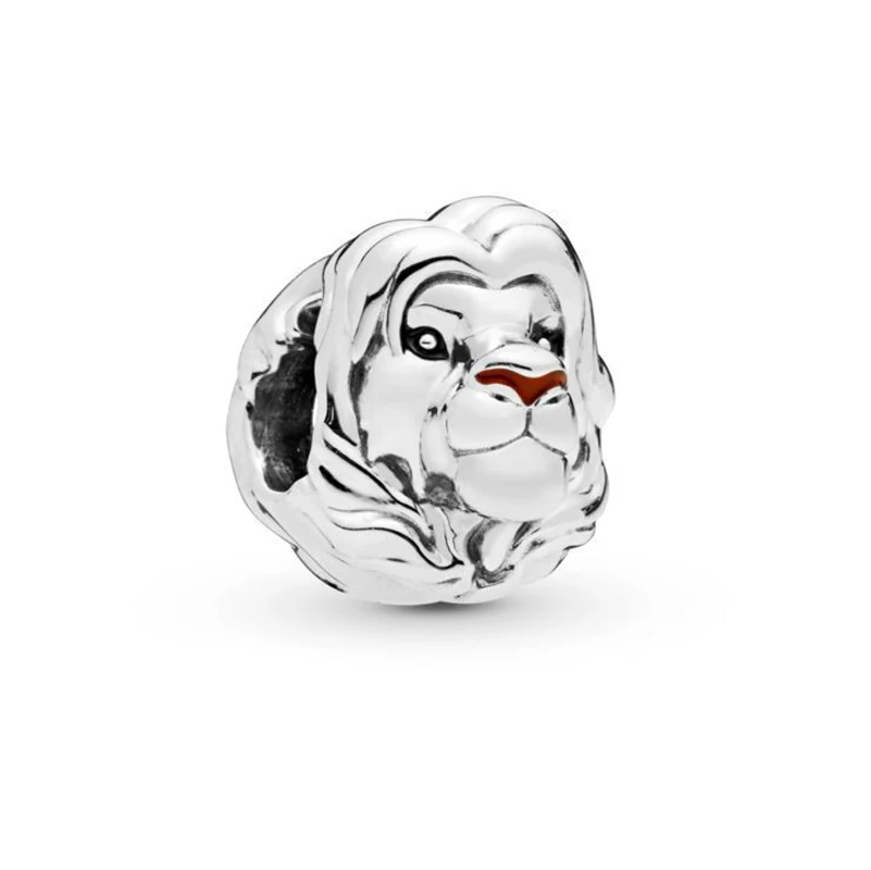 Silver Lion Серебряные бусины 925 пробы кристалл Микки Минни безопасная цепь Шарм Подходит Пандора браслет DIY женские ювелирные изделия - Цвет: Silver Lion