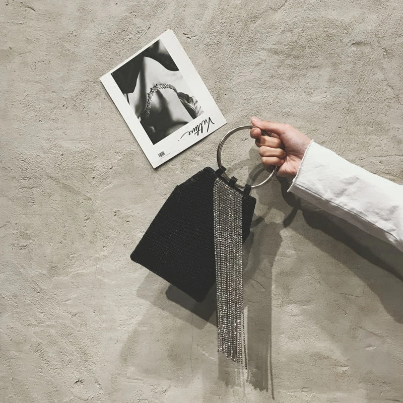 Модная роскошная женская вечерняя сумочка из искусственной кожи черного и