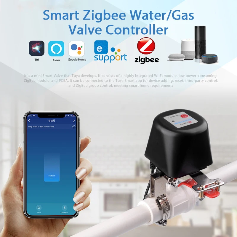 

Шаровой клапан EWeLink Smart Zigbee, устройство для управления водой и газом, управление голосом, управление через приложение Alexa Google Assistant Siri