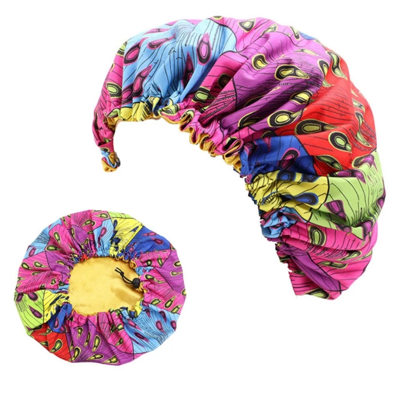 

Kids Silky Satin Bonnet Night Sleep Cap Double Layer Reversible Adjustable Floral Print Sleeping Turban Hat Hair Wrap Head 094B