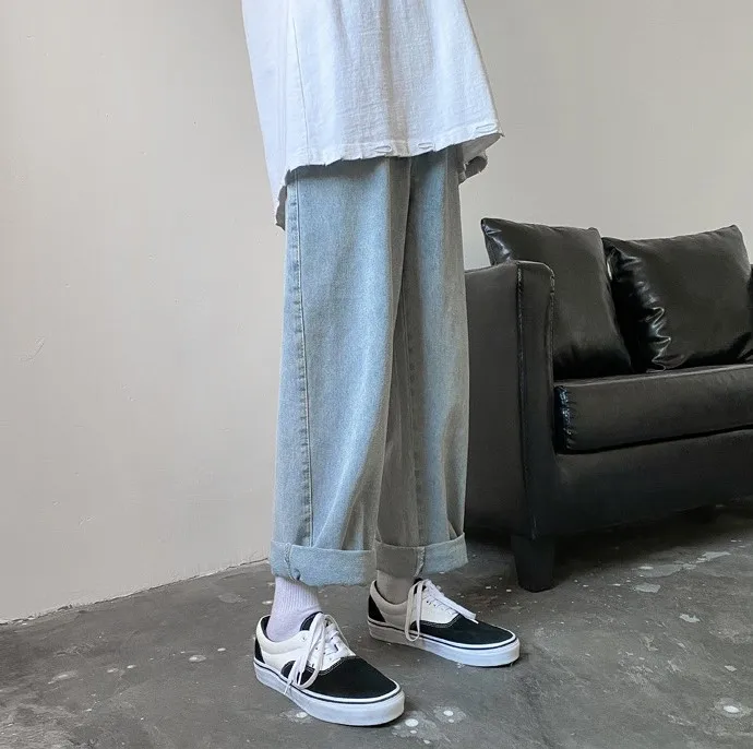 

Men Jeans Autumn Male Trousers Cozy Breathable Retro Loose All-match Korean Trendy Streetwear Students Chic Wide Leg 3XL