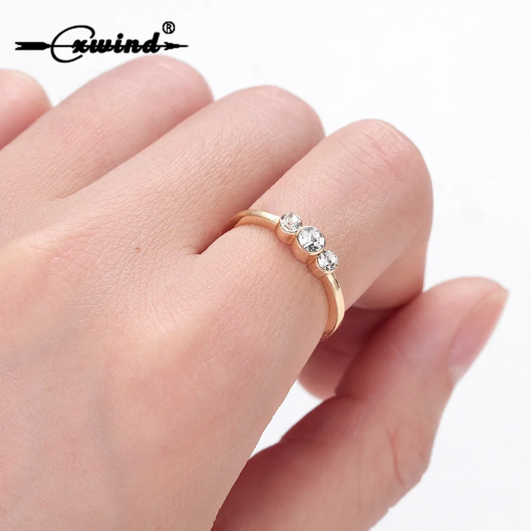 Cxwind Мода Три cz микро инкрустированный кольца для женщин Свадебные кубический