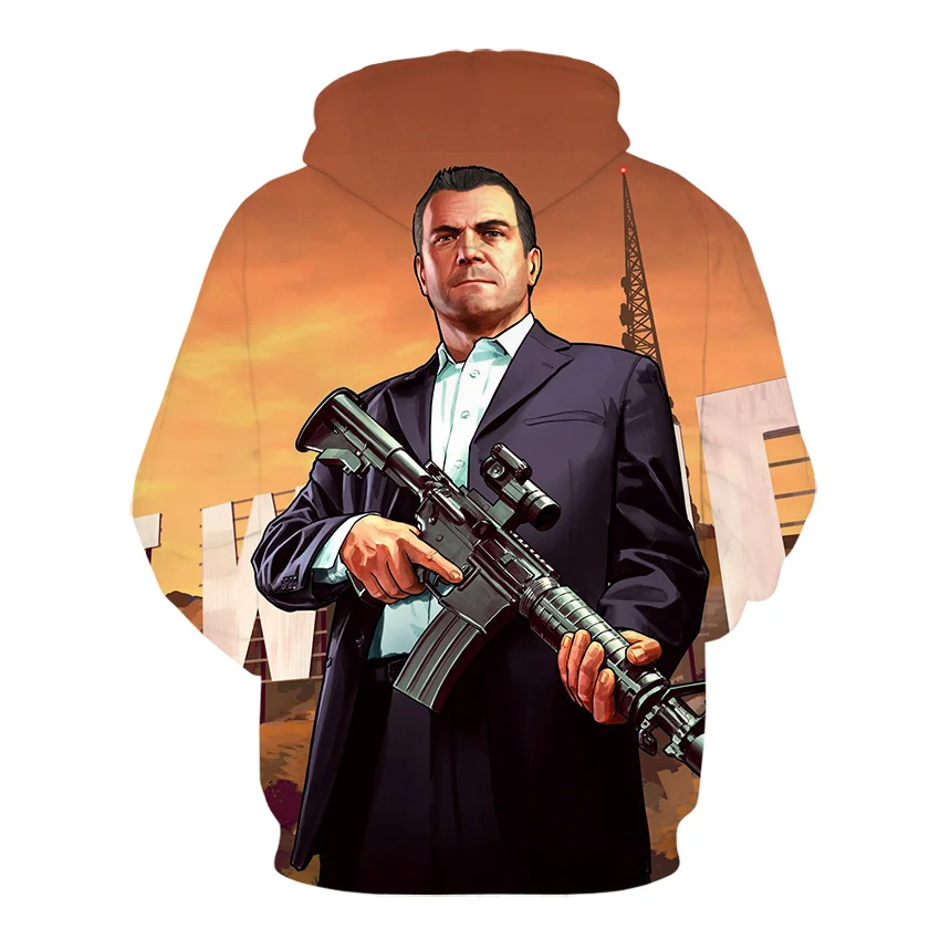 Толстовка Grand Theft Auto игровые худи GTA 5 с 3D принтом и капюшоном Мужская Спортивная