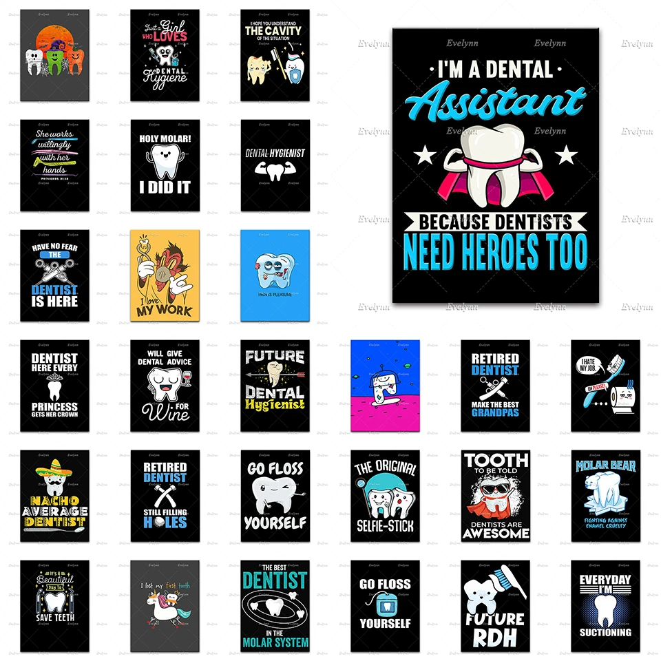 

Healthy Teeth Knowledge Poster Cartoon Teeth Tknowledge Of Brushing Your Teeth Dentist Decor Canva Dental Clinic Walldecor Print