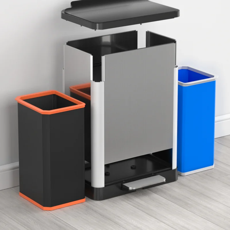 

Rectangle Nordic Trash Bin Bedroom Luxury Stainless Steel Eco-Friendly Trashcan Standing Vuilnisbak Trash Bag Holder ED50TC