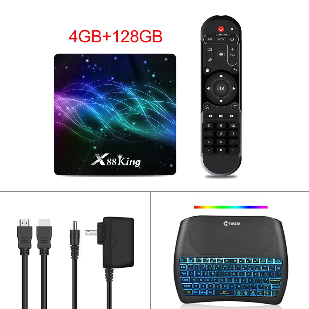 X88 Color D8 KB X88 King 4GB 128G Amlogic S922X TV Box Android 9.0 Dual Wifi BT5.0 1000M 4K Google Play Store Netflix Youtube 4K Media Player - Color: X88 Color D8 KB