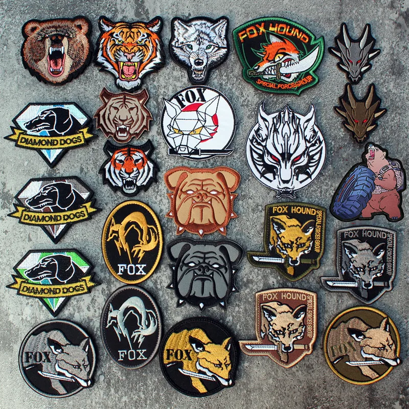 Animal Series Embroidery Patch Tigher Bear Wolf Fox Bulldog Dog Monkey Rabbit Warrior Armed Guns Badge Clothing DIY Accessories | Дом и сад