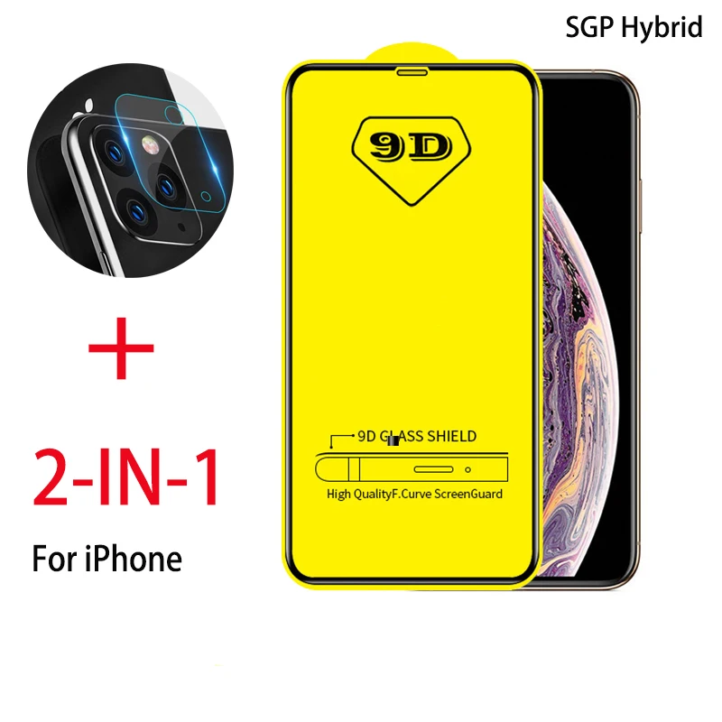 2 в 1 9D для iPhone 11 Pro Max XR XS задняя камера объектив и экранная пленка X полный охват