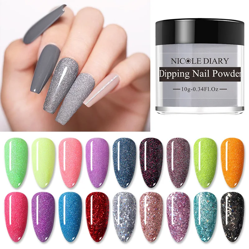 

NICOLE DIARY 31 Colors Dipping Nail Powder Glitters Shining Dip Pigment Sparkling Powder Gradient Nail Art Decoration 10g