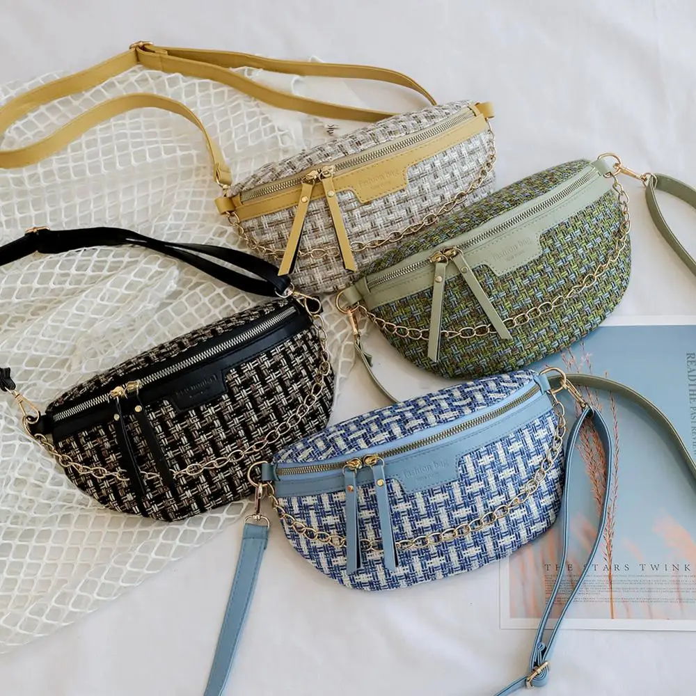 

Small Woolen Waist Belt Bag for Women Purse Phone Fanny Pack Classic Shoulder Crossbody Bags Luxury Messenger Travel Money Pouch