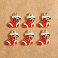 10pcs 1718mm enamel pendants christmas stocking charms for jewelry making diy bracelets necklaces charms accessories