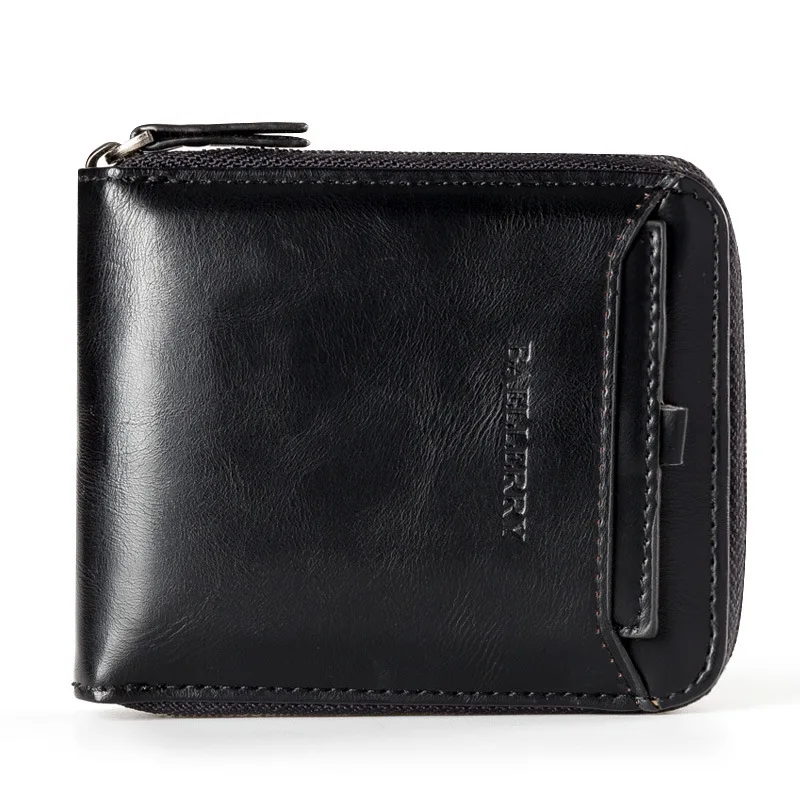 

Casual multifunctional wallet men's short PU leather wallet men's vertical zipper retro coin purse card package Christmas gift w