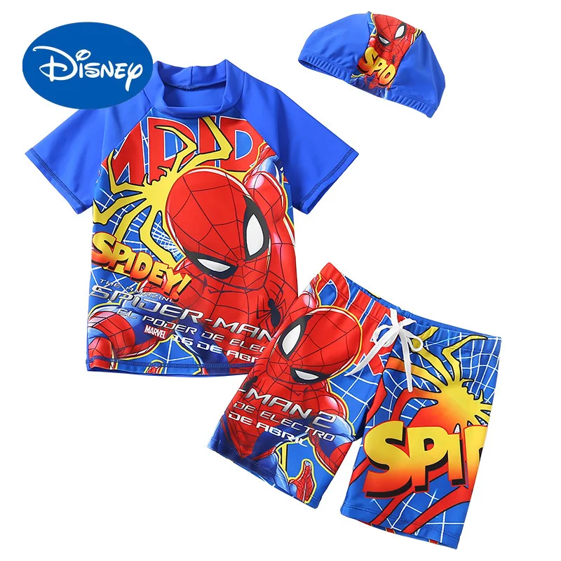 

Disney Boys Split Swimsuit Set New Spider-Man 3-12 Years Old Captain America Children's Swimwear