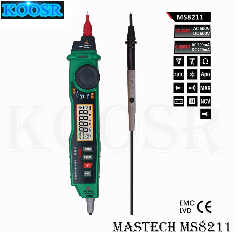 MASTECH MS8211 Бесконтактный цифровой мультиметр перьевого типа детектор напряжения