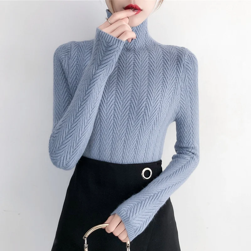 Pullover Real Poncho Sweater Women Underwear Woman Autumn And Winter 2019 New Slim Bottom Shirt Sleeve Tight Knitted Thickening | Женская