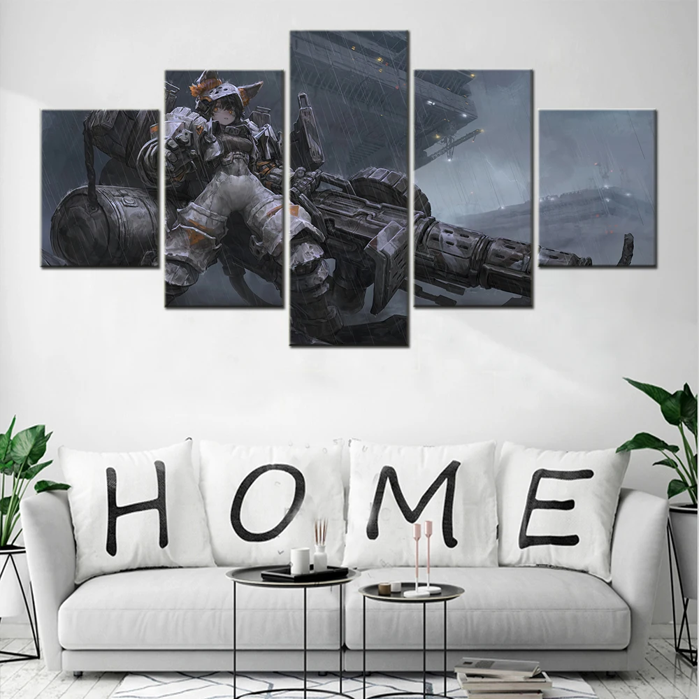 

Canvas Painting 5 Piece Anime Girl Gun Weapon Home Decoration Posters Painting Decor Living Room Pictures Wall Art Modular