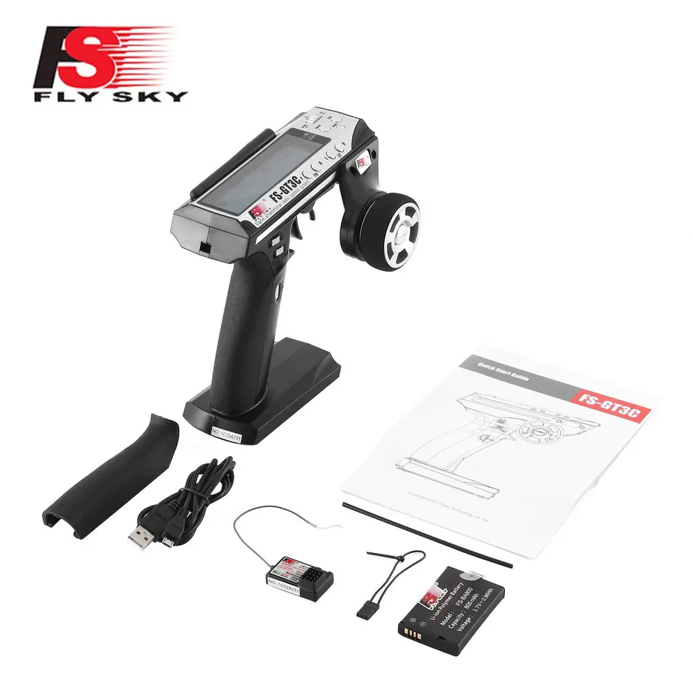 

Flysky FS-GT3C FS GT3C 2.4G 3CH RC CAR System /w Battery GR3E Receiver Radio Controller With Backlit LCD Display