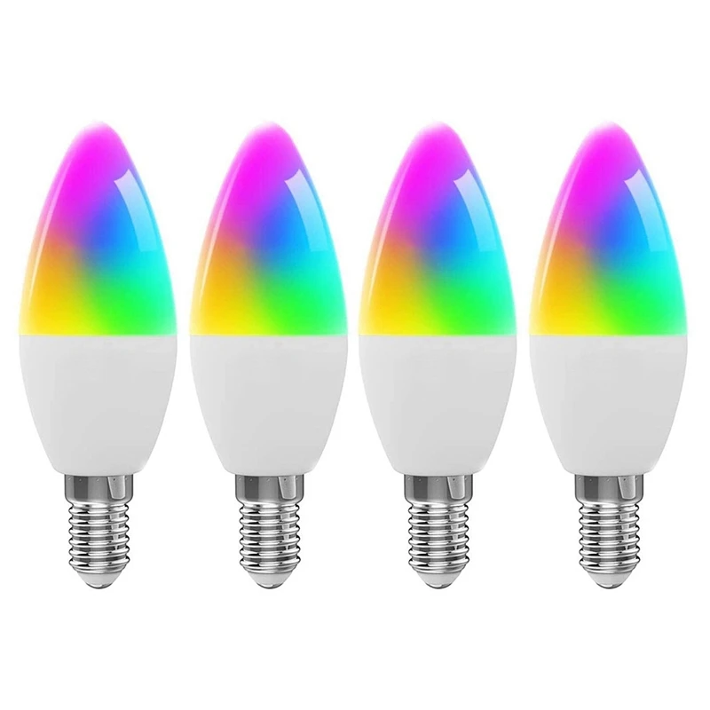 

Hot TTKK 4Pcs Wifi Smart LED Light Alexa Voice Control RGBCW Table Lamp E14 Table Lamp Interface TUYA Smart Life