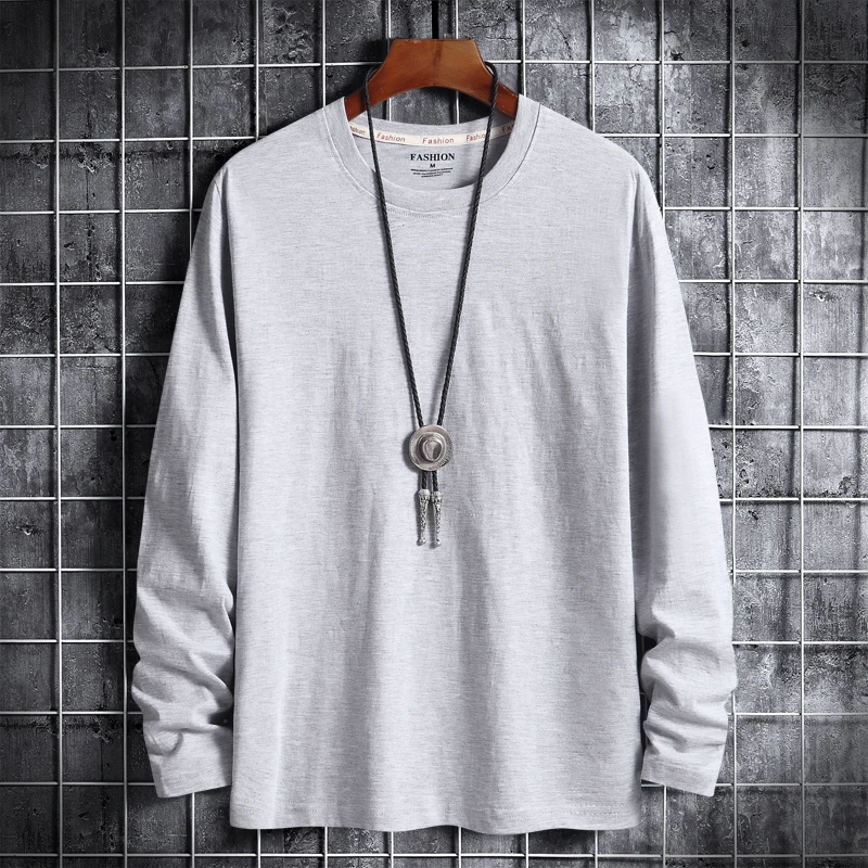 100% хлопок 2022 осень весна мода большой черный белый футболка мужская с длинным