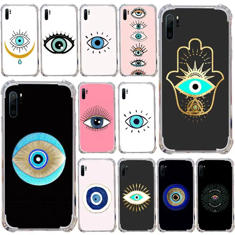 

Lucky Eye Blue Evil Eye Phone Case Transparent for Samsung s9 s10 s20 Huawei honor P20 P30 P40 xiaomi note mi 8 9 pro lite plus
