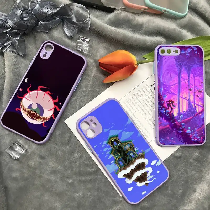 

Terraria Pixel Game Phone Case Purple Color Matte Transparent For iPhone 13 12 Mini 11 Pro X XR XS Max 7 8 Plus Cover Funda