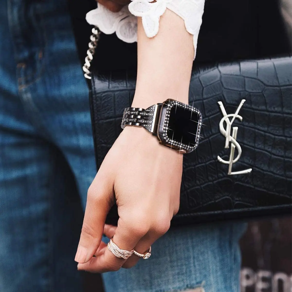 Diamond Case For Apple watch 7 41mm 45mm 44mm 40mm 42mm 38mm Accessories Bling Bumper Protector Cover iWatch series 3 4 5 6 se