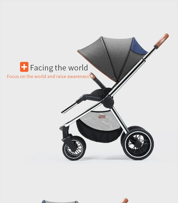 Kidsworld/прогулочная коляска с высоким пейзажем, может сидеть Двусторонняя корзина для сна, детская коляска