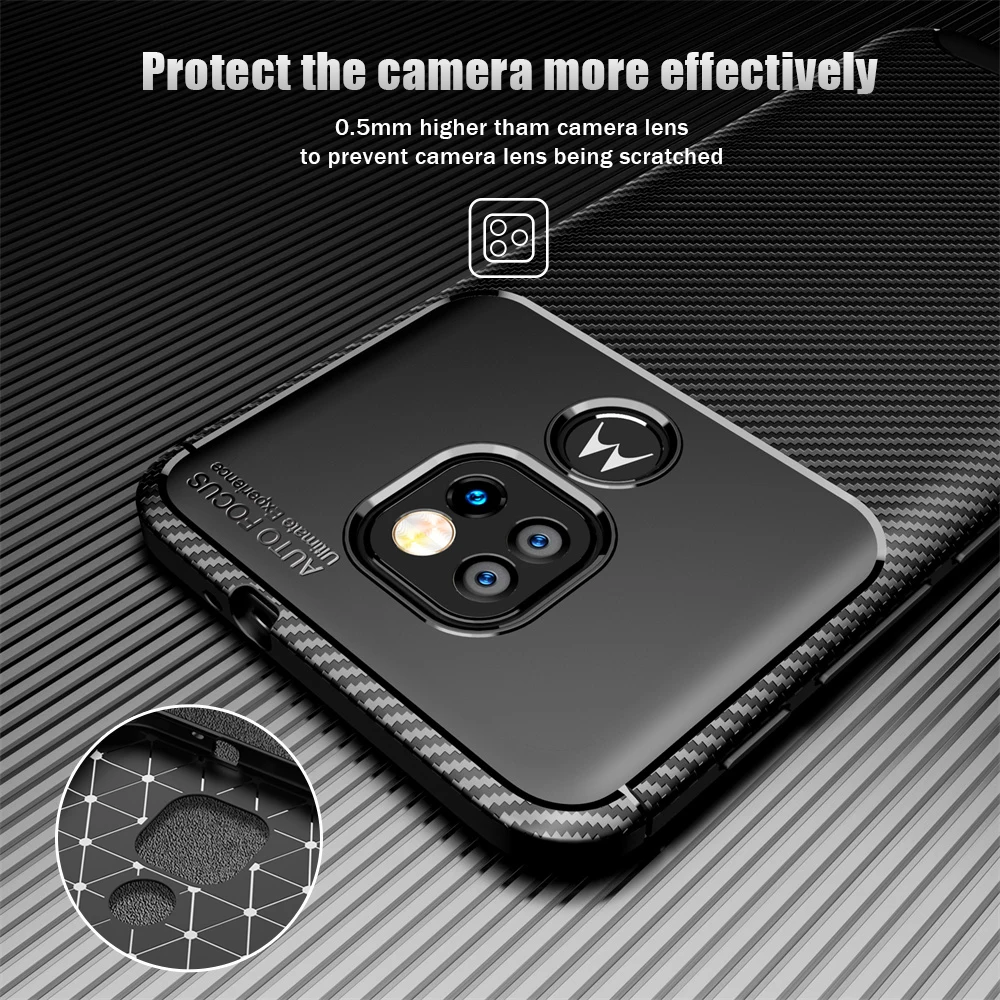 

UFlaxe Soft Phone Case for Motorola Moto E7 Plus Power Edge Carbon Fiber Texture Shockproof Cover Moto E 2020 JK