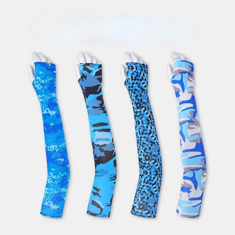 

1pair Ice Sleeve Sun Protection Cycling Set Sleeve Sun Protection Anti-UV Gloves Cooling Sun Protection Running Fishing Cycling