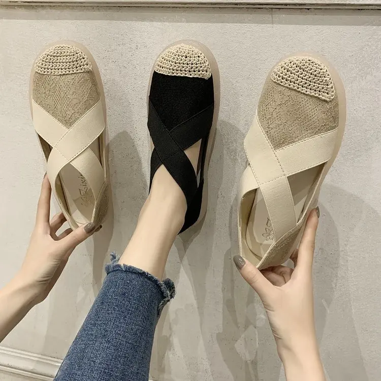 

2021 летние женские сандалии на платформе с высоким каблуком; С эластичной резинкой гладиаторские сандалии на танкетке на плоской подошве не ...