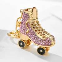 car pendants european american fashion rhinestone skates small gifts creative keychain custom metal cute keychain accessories
