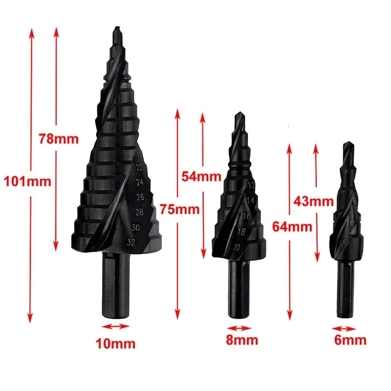 Горячая Распродажа 3 шт./компл. 4-32 мм ступенчатое сверло из быстрорежущей стали с
