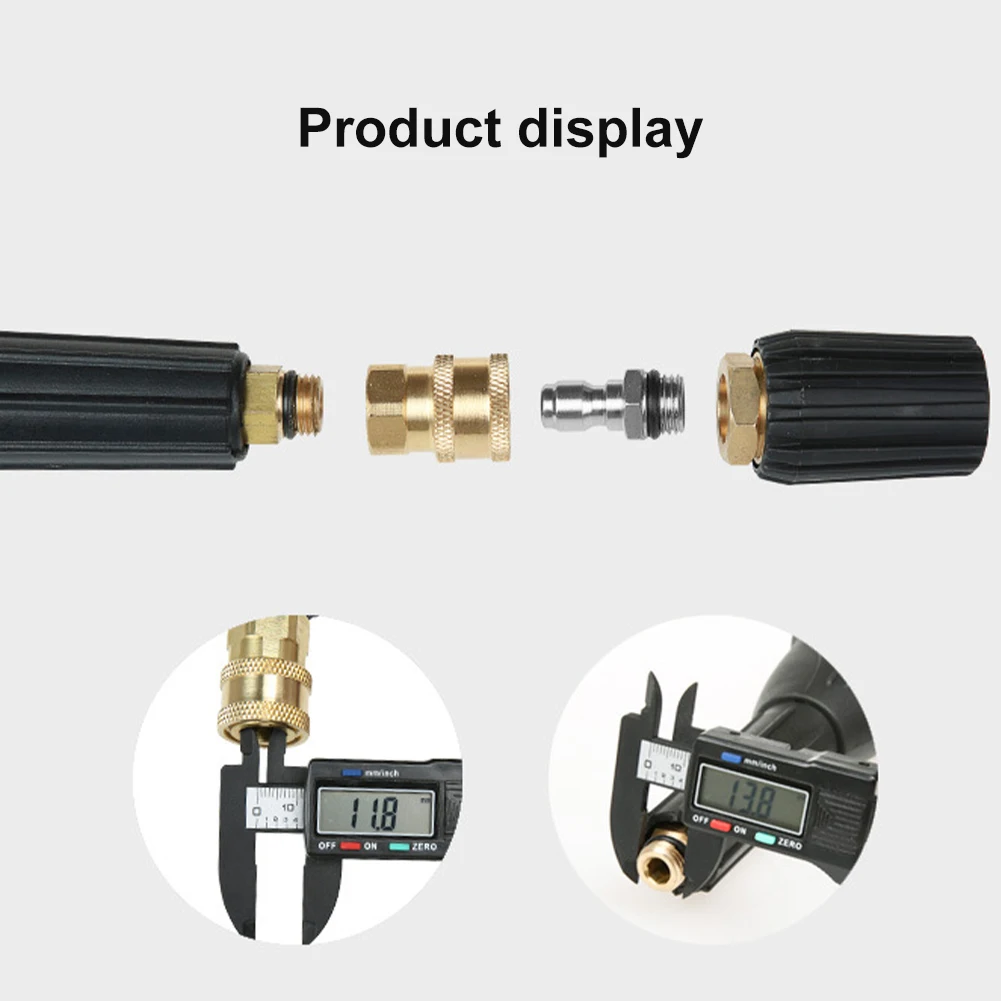 

Car Washer Adapter Foam Lance Brass High Pressure Connector 1/4" Quick Disconnect Socket and M14*1.5 Plug Coupler 4000PSI