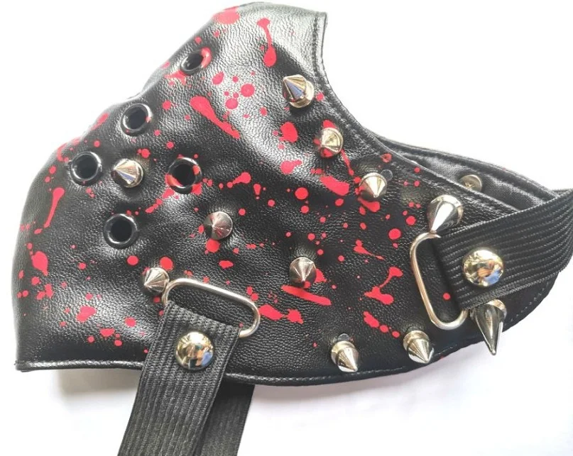 Длинная кожаная маска с заклепками для Хэллоуина вечеринки косплея в стиле