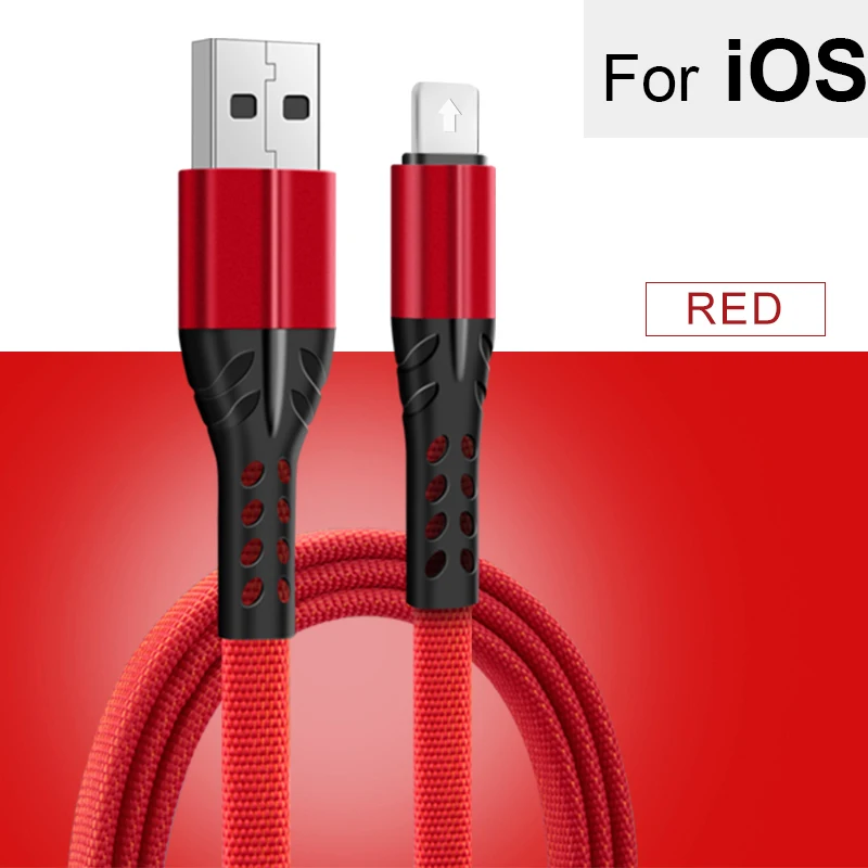 Red For iOS Кабель usb type C а, кабель для быстрой зарядки, тканый нейлоновый кабель для мобильных телефонов, зарядное устройство для iPhone, Micro usb type-C, передача данных - Цвет: Red For iOS
