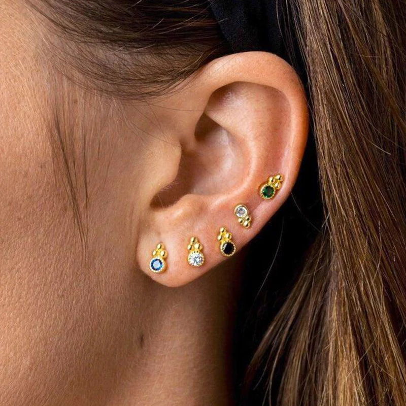 925 пробы серебро Минимальный серьги прекрасная девушка второй гвоздики дизайн