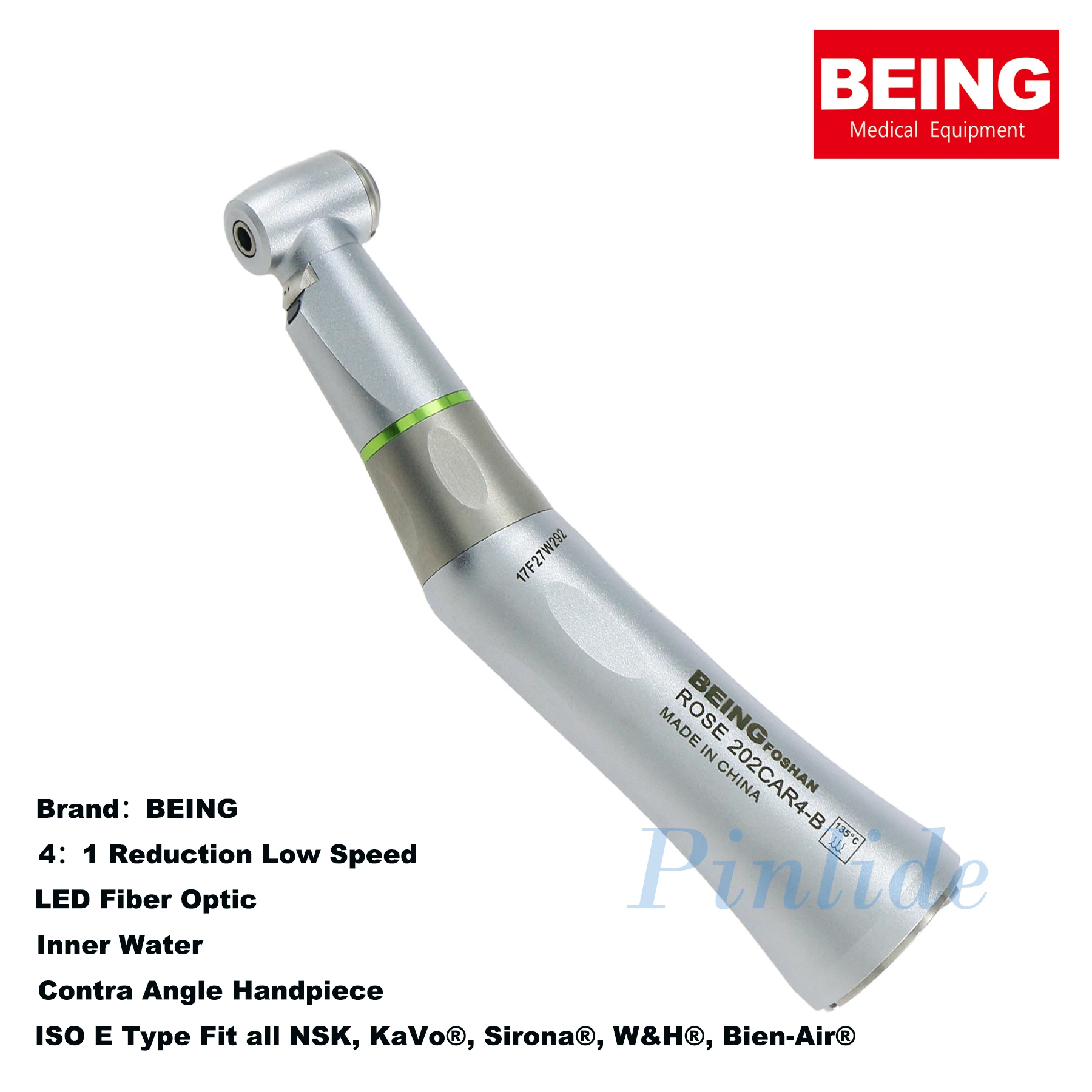 BEING Dental 4:1 Fiber Optic Inner Water Contra Angle Handpiece KaVo Intramatic Head Rose 202 CAR4-B