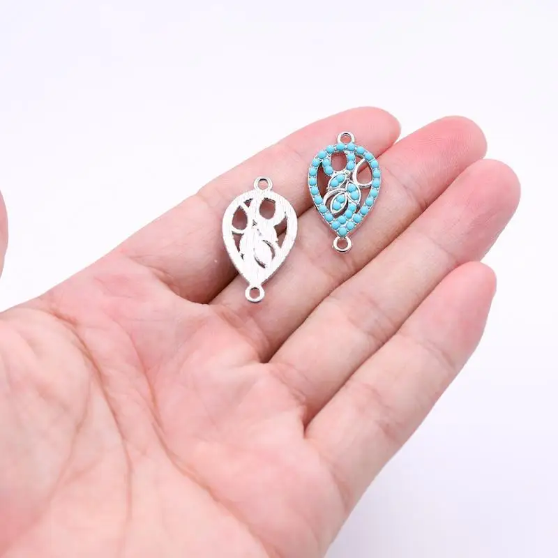 Соединители в форме капли воды для изготовления ювелирных изделий голубые