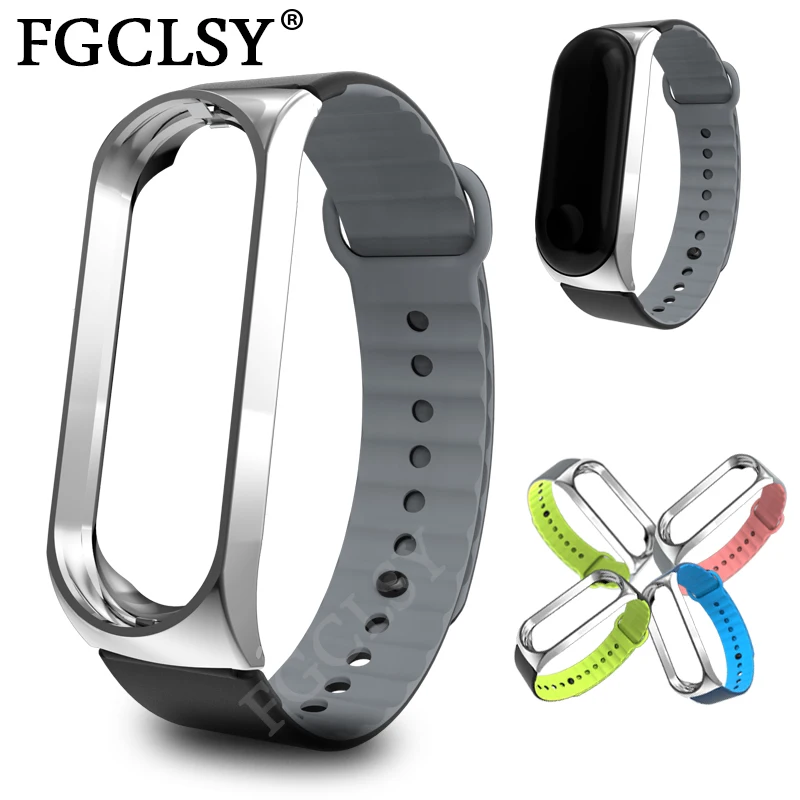 FGCLSY mi Band 4 3 спортивный ремешок для xiaomi mi band 4 3 силиконовый ремешок на запястье аксессуары браслет металлический слот для xiaomi mi band 4