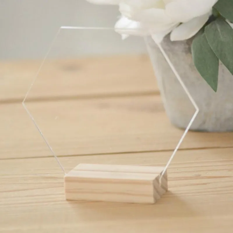 Blank Hexagon Acrylic Sign Table Number Signs for Wedding Party Decoration Freestanding Place Cards Transparent | Дом и сад