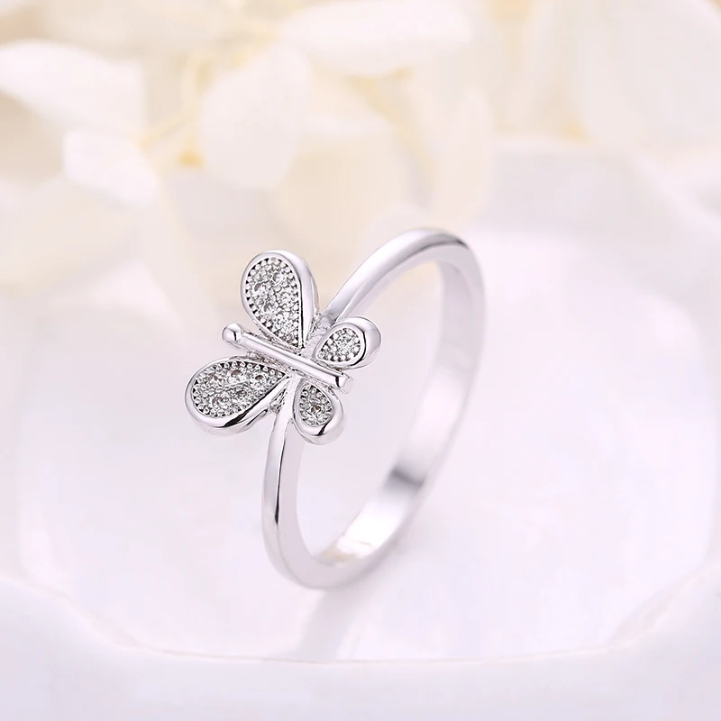 PHOEBEJEWEL Новая серебряная бабочка палец кольца для женщин Рождество День рождения
