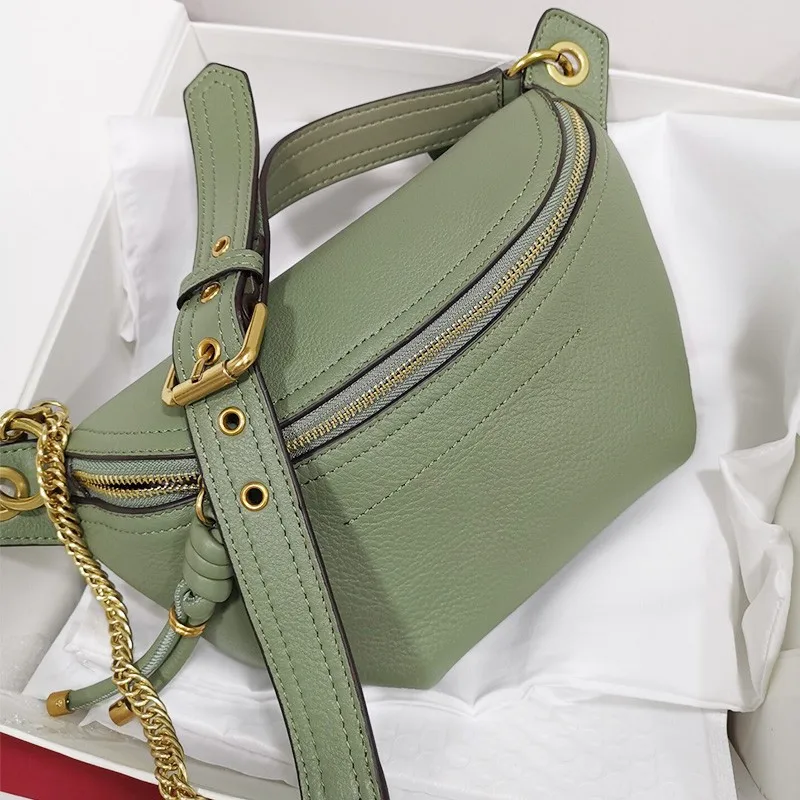 

Genuine Leather Women Handbag Chain Single Crossbody Chest Bag Quality Cowhide Small Bags Fashion Female Summer Messenger Bag